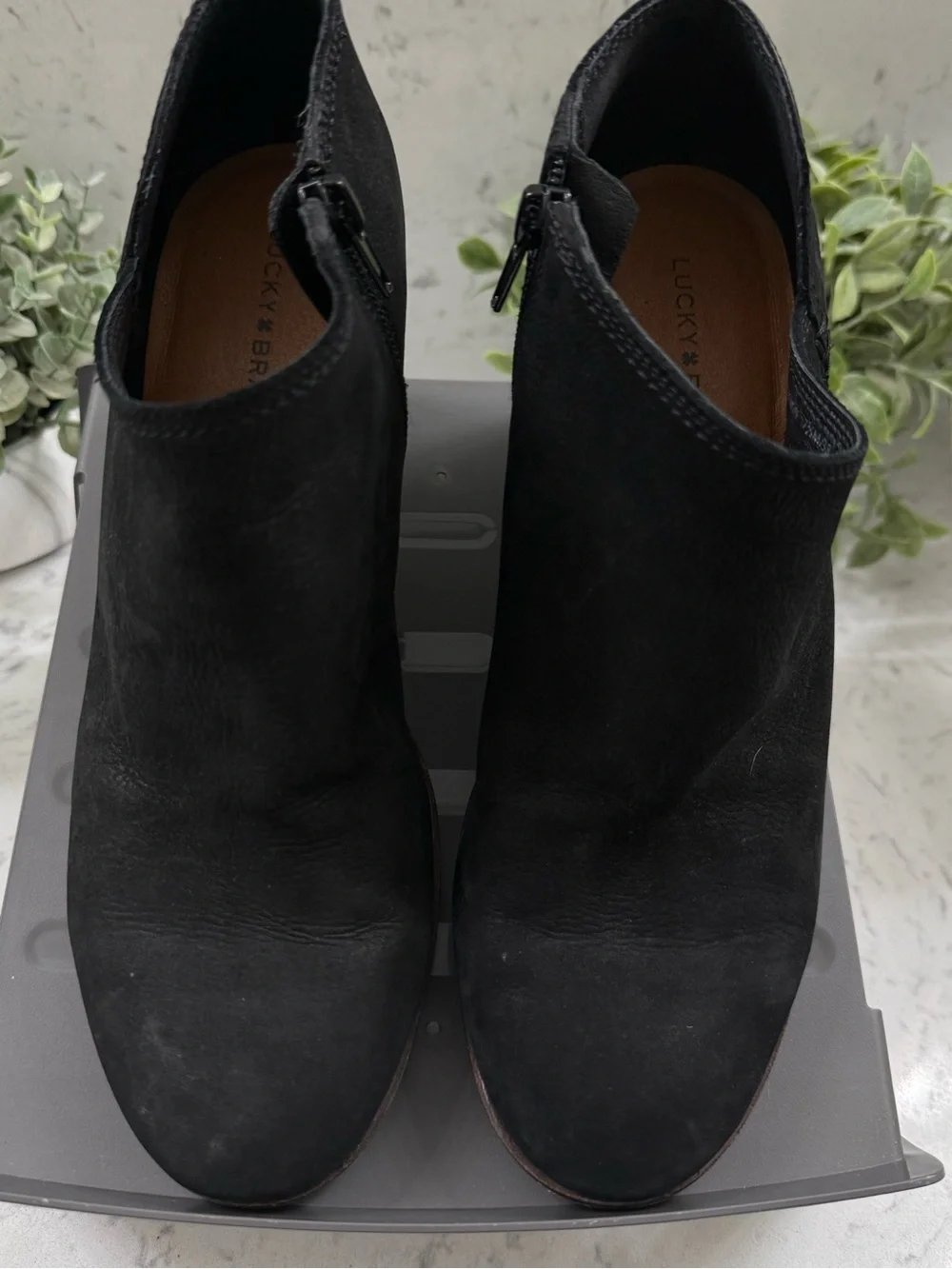 Lucky Brand Zemlin Wedge Bootie V-Notch Cutout Accent